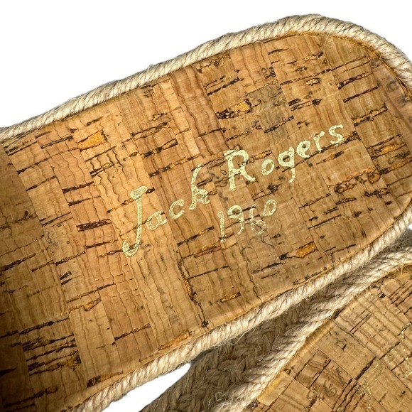 Jack Rogers Bettina Slide 6 Natural White Straw Floral Espadrilles Preppy Chic - Picture 4 of 7